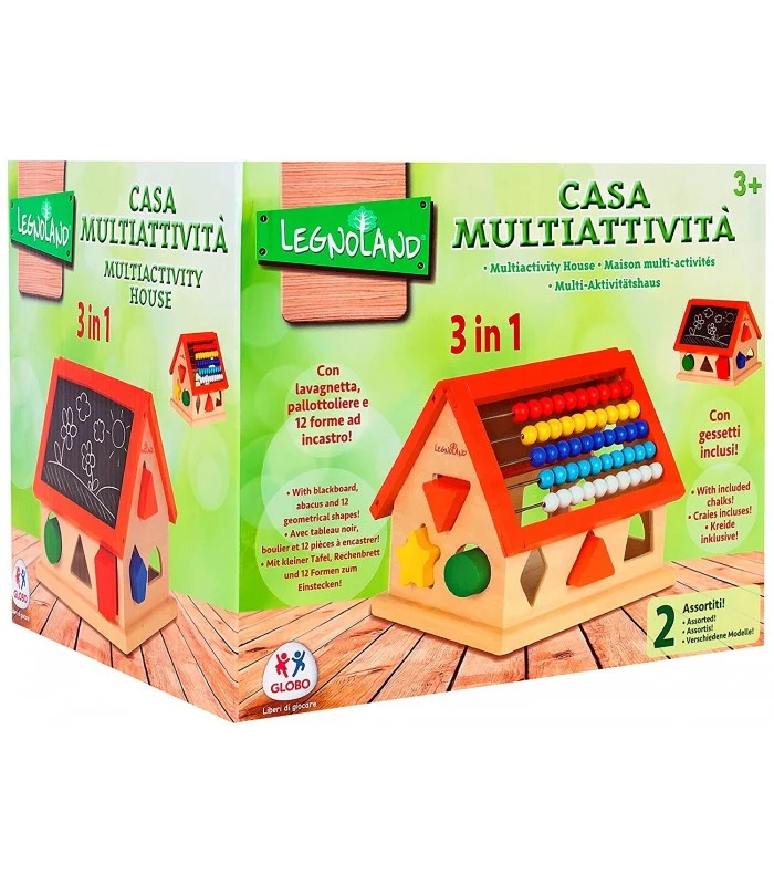Casa Attivita' Legno Incastri Abaco Lavagna 2 Colori