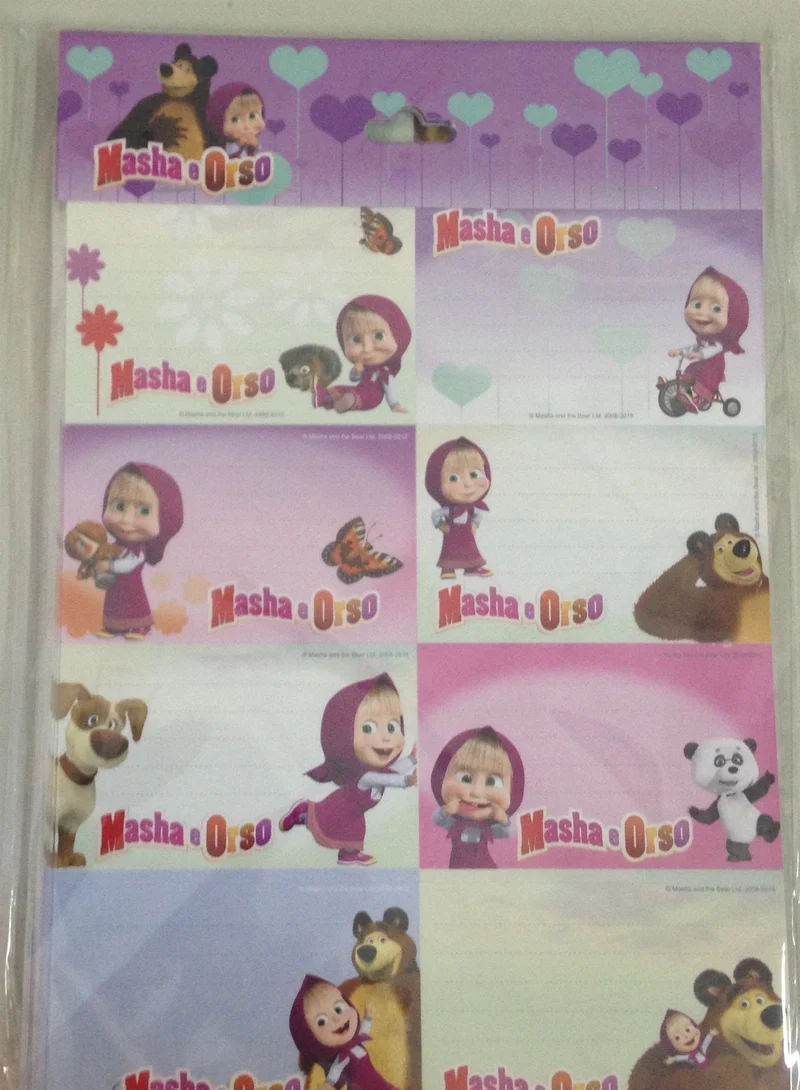 Masha Busta Con Etichetta Scuola 24 Adesivi