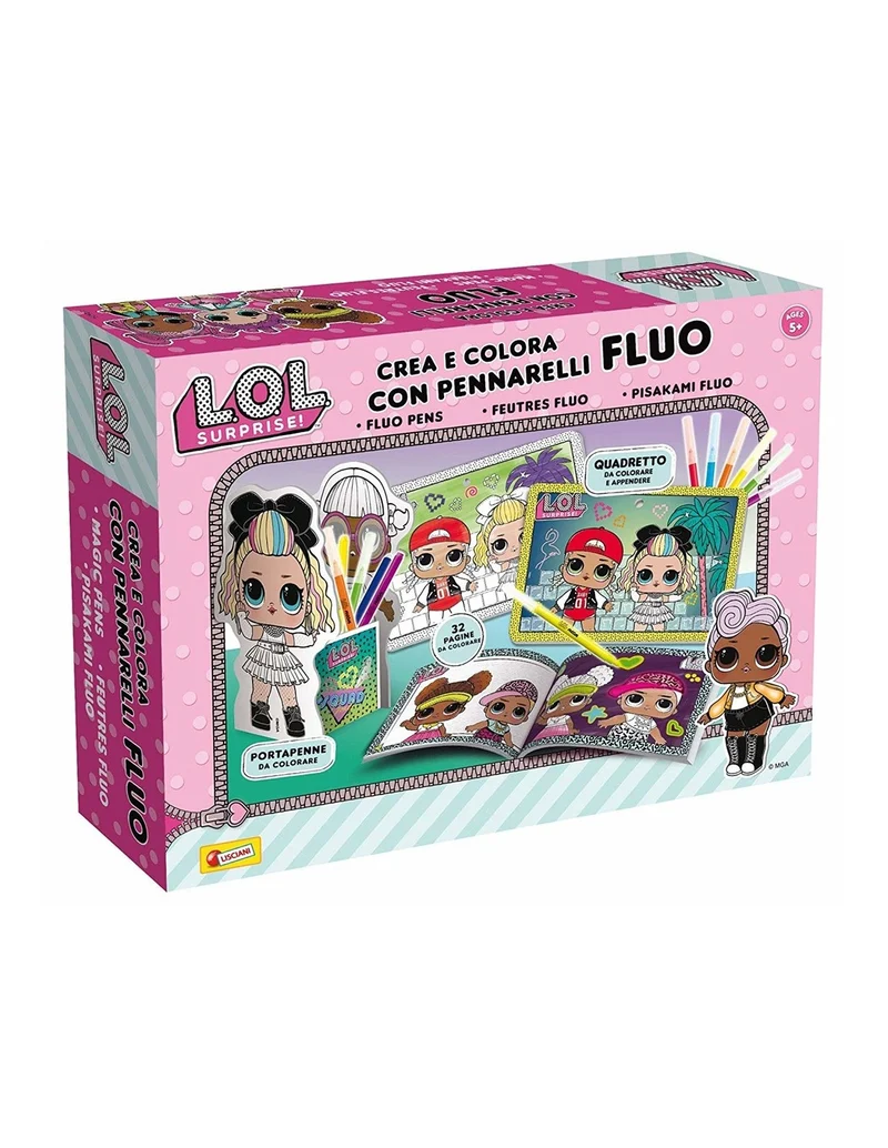 Lol Surprise - Crea E Colora Con Pennarelli Fluo