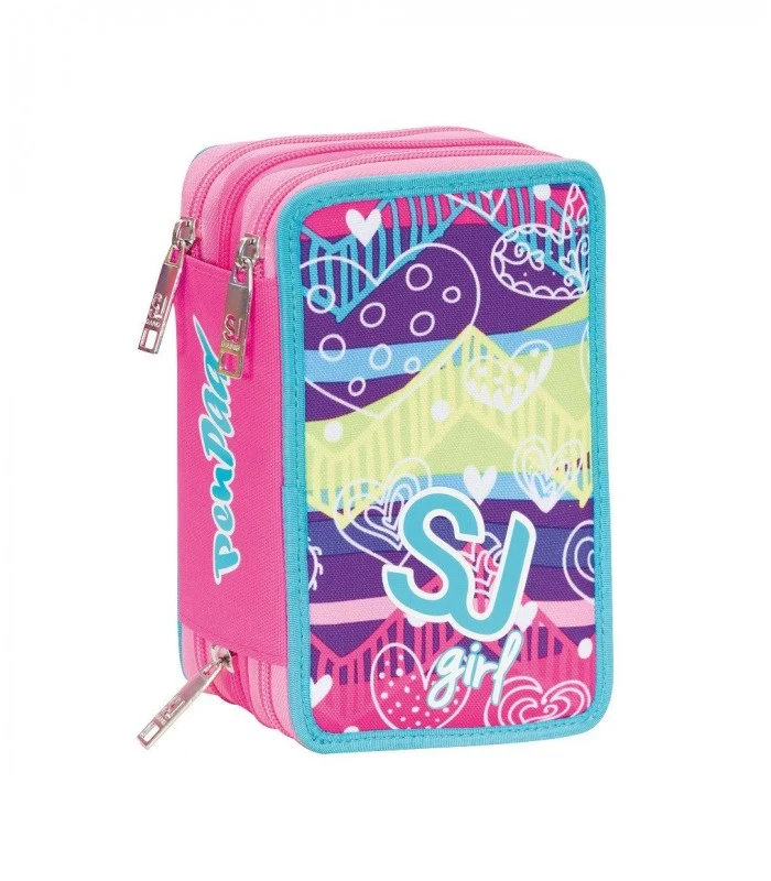 Sj Girl - Astuccio 3 Zip Pen Pad - Viola