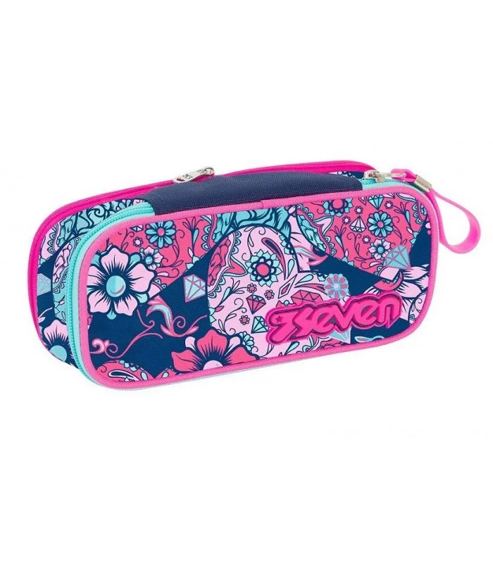 Seven Astuccio Round Sugarskull Blu E Rosa