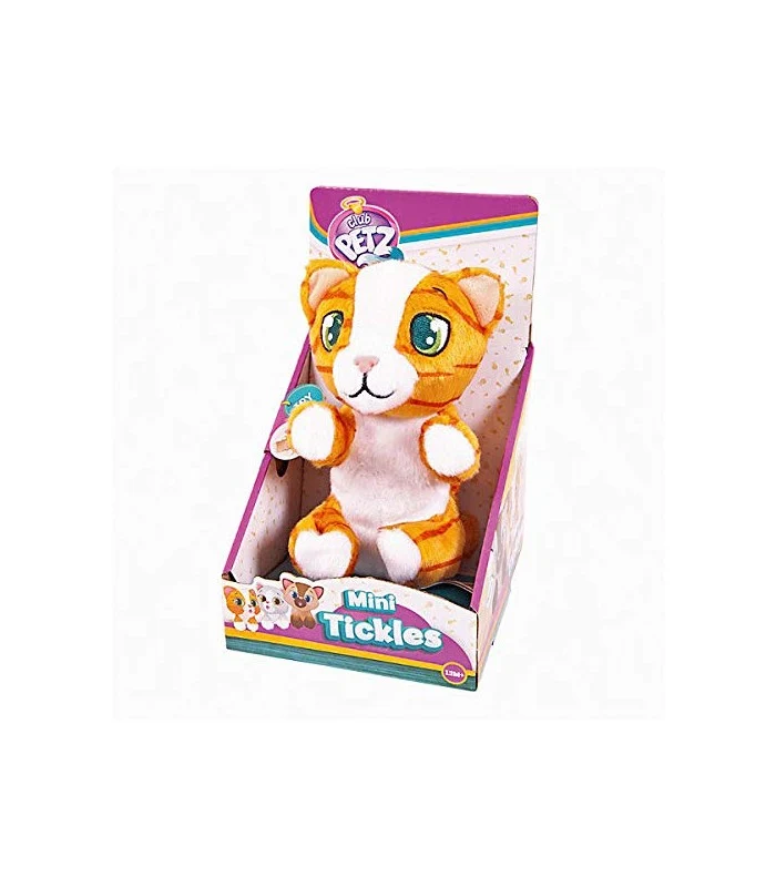 Peluche Club Petz Mini Tickles Gatto Arancione Bianco
