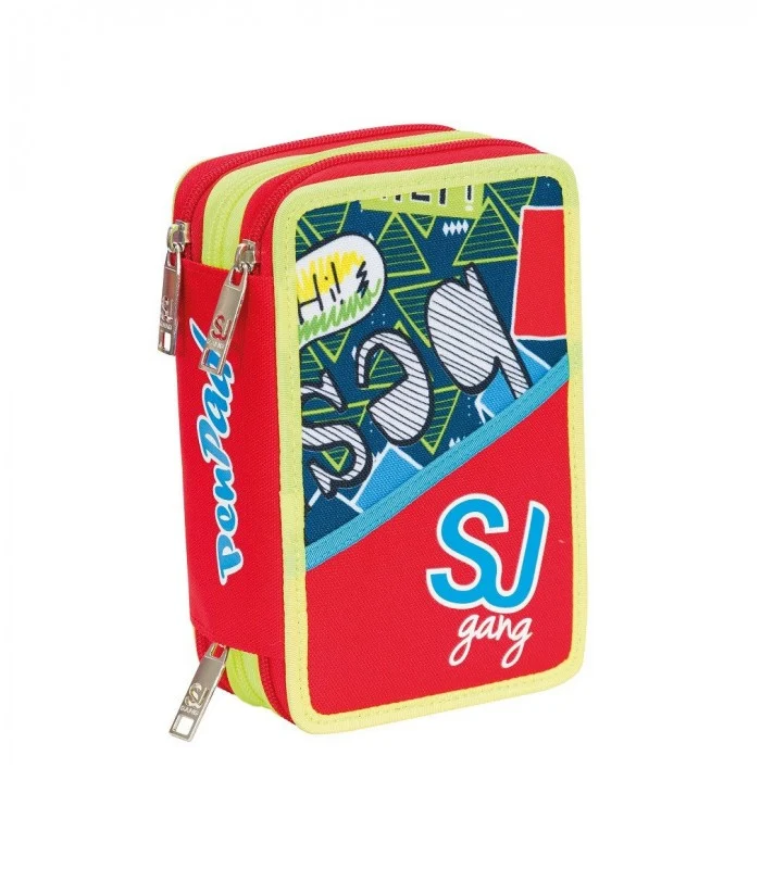 Sj Gang - Astuccio 3 Zip Penpad - Rosso-Blu