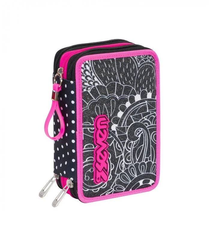 Astuccio 3 Zip Mandala - Nero