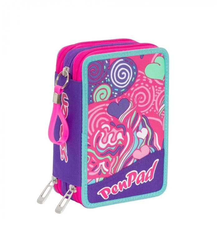 Astuccio 3 Zip Pen Pad Fantasy - Fuxia