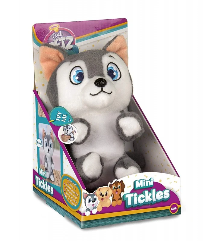 Peluche Club Petz Mini Tickles Cane Bianco Grigio