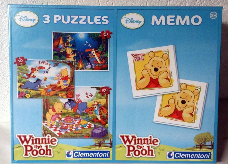 Clementoni 78042 - Puzzle Winnie Pooh E Memo, 20 + 20 + 100 Pezzi