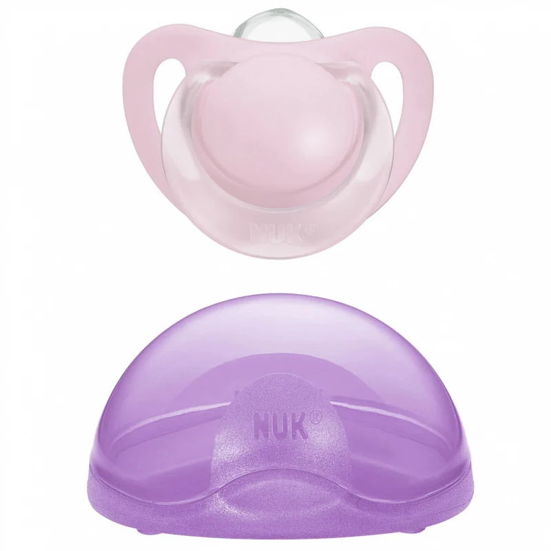 Nuk Portasucchietto Lilla + Succhietto Silicone Rosa 0-6 M