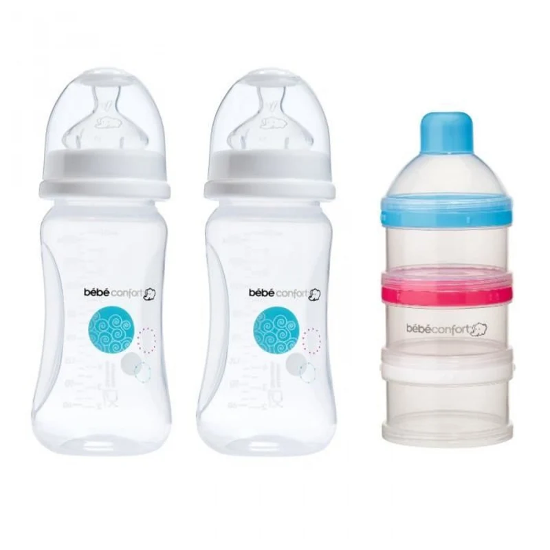 Set Bebe Confort 2 Biberon + Dosatore Latte In Polvere
