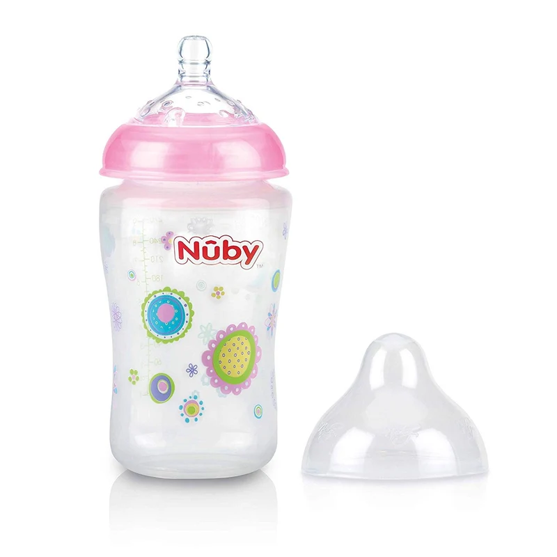 Biberon Nuby Softflex Anticolica Flusso Medio 360ml Rosa
