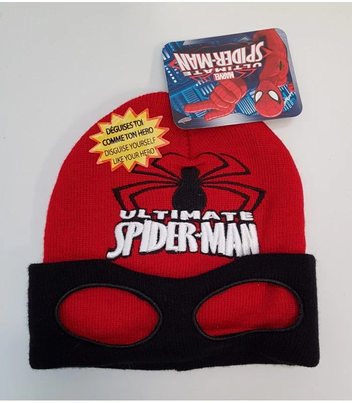 Cappello Invernale Taglia 54 Maschera Spiderman Rosso Nero