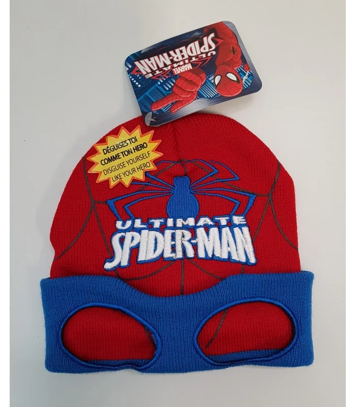 Cappello Invernale Taglia 54 Maschera Spiderman Rosso Azzurro