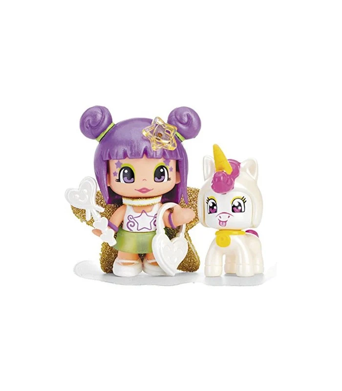 Pinypon Minifigura Con Capelli Viola E Baby Unicorno Bianco