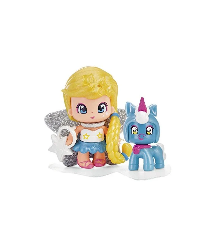 Pinypon Minifigura Con Capelli Biondi E Baby Unicorno Blu