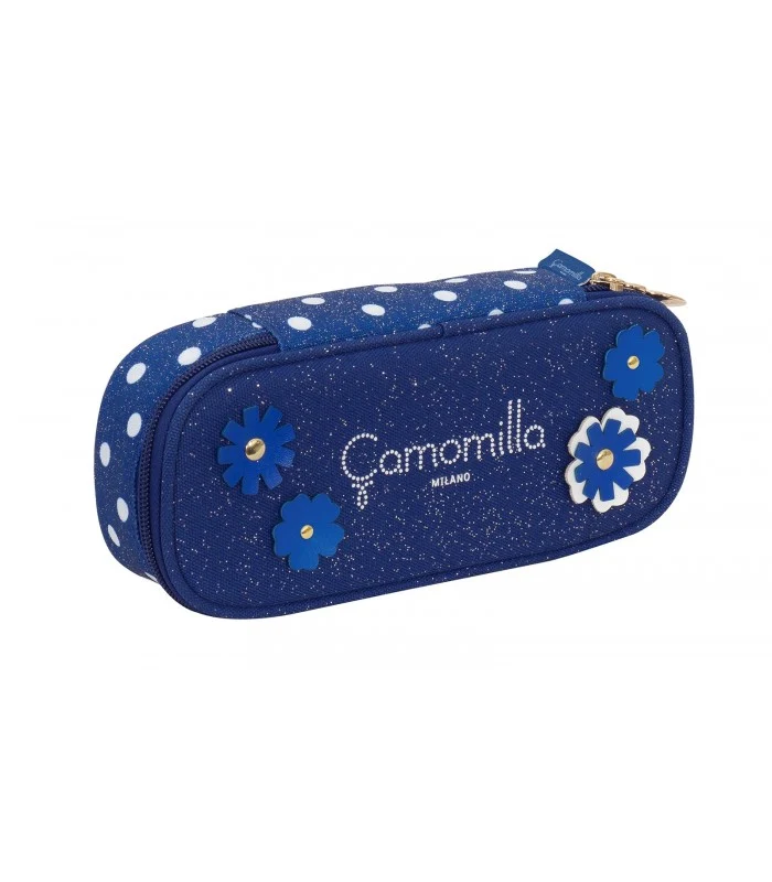 Astuccio Ovale Plus Camomilla Flowers E Dots Blu