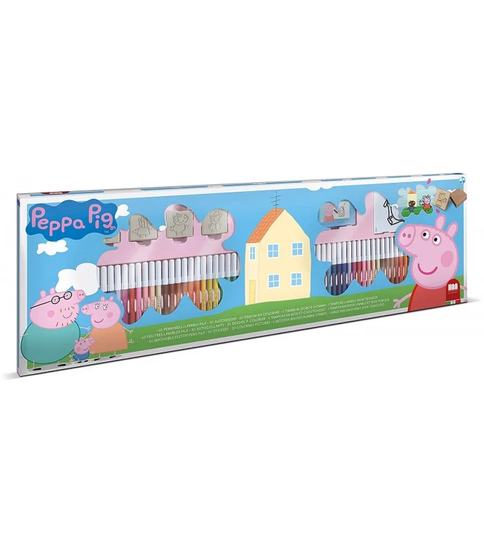 Peppa Pig - Box Con 60 Pennarelli E 4 Timbri