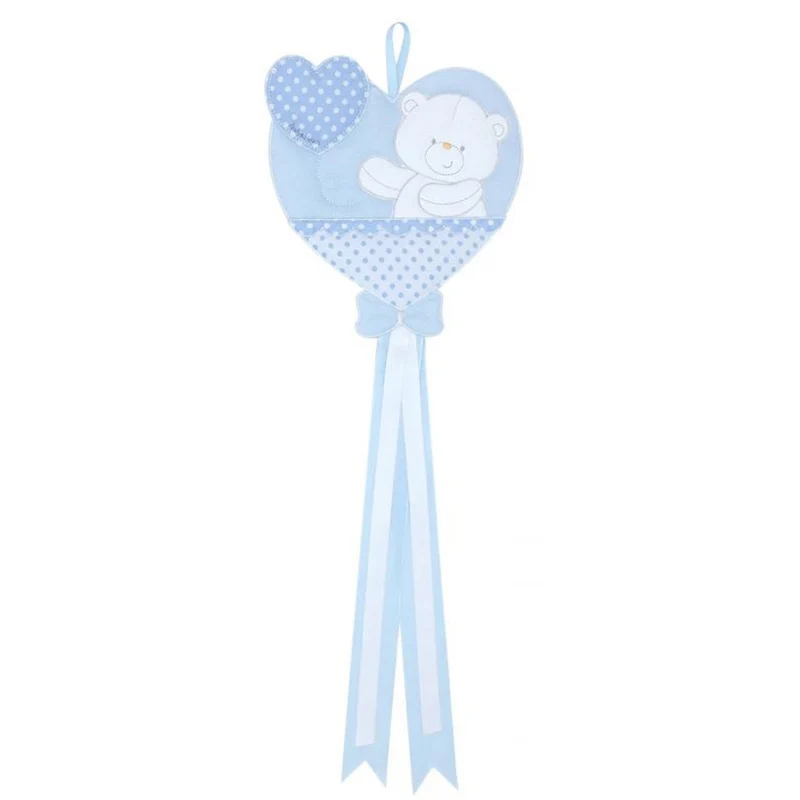 Fiocco Nascita Andy & Helen Orsetto Cuore Azzurro