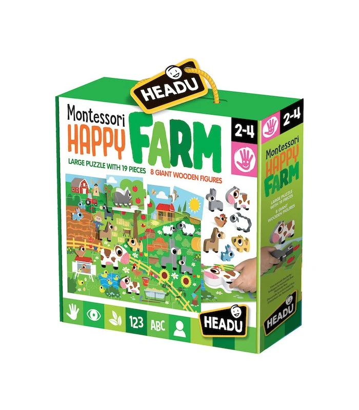 Happy Farm Montessori Puzzle Con 19 Pezzi Large