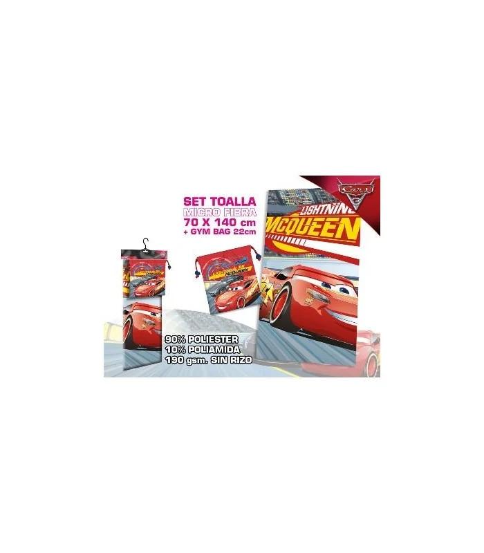 Telo Mare Cars 3 Con Sacca Microfibra 70 X 140 Centimetri