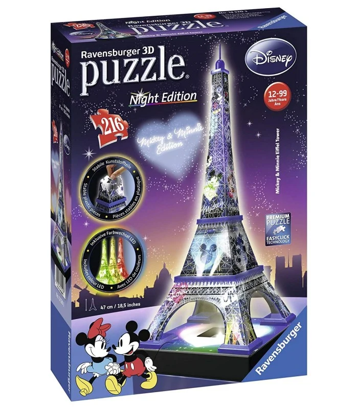 Puzzle 3d Tour Eiffel Disney Di Notte 216 Pezzi