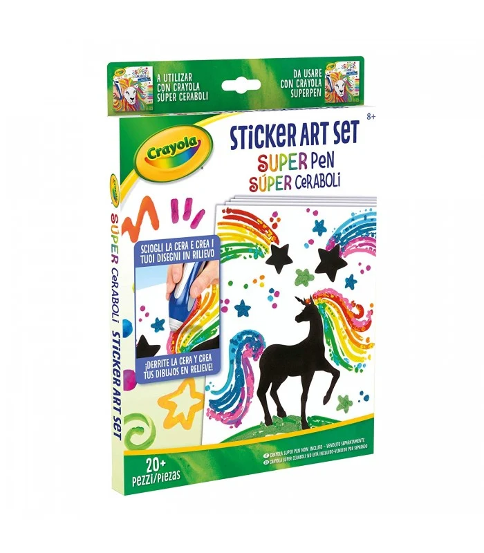 Super Pen Sticker Art Set 16 Pastelli A Cera