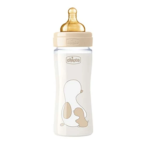 Chicco Original Touch Biberon, Vetro, Neutro, Flusso Lento, Beige, 240 Ml