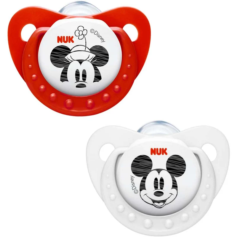 Succhietti Nuk Silicone Mickey 0-6m Rosso-Bianco