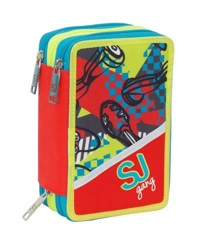 Astuccio 3 Zip Boy Seven Sj Gang Rosso E Azzurro