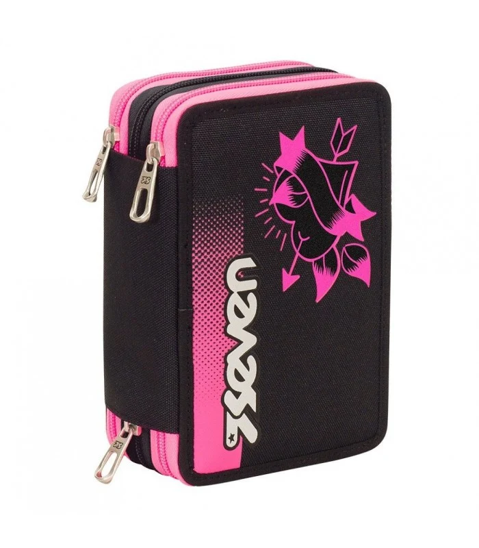 Astuccio 3 Zip Seven Color Girl Nero
