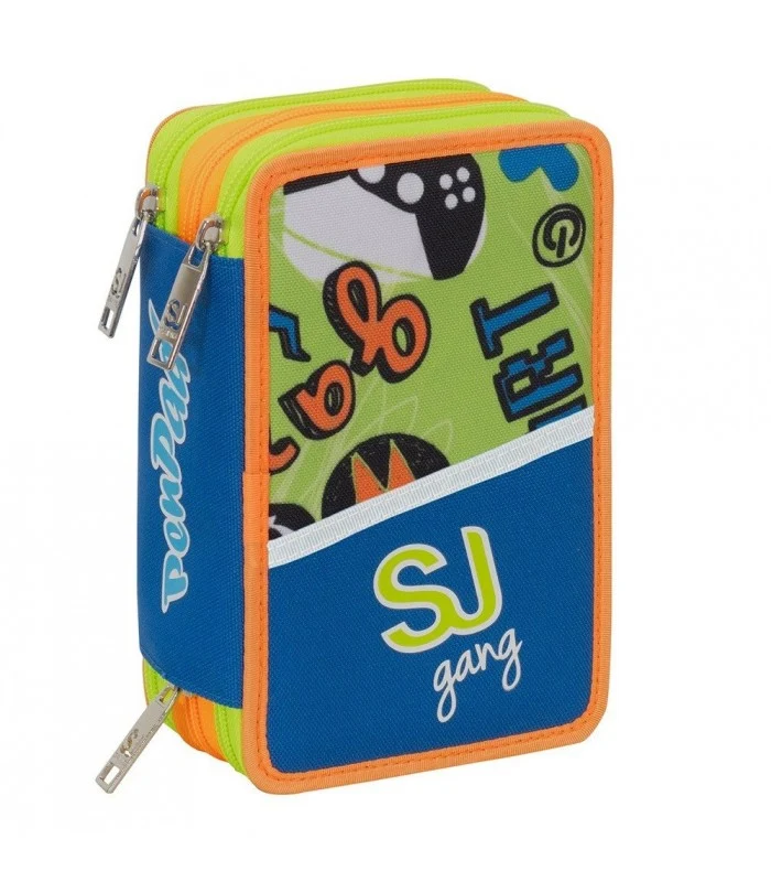 Astuccio 3 Zip Seven Sj Gang Boy High Tech Blu E Verde