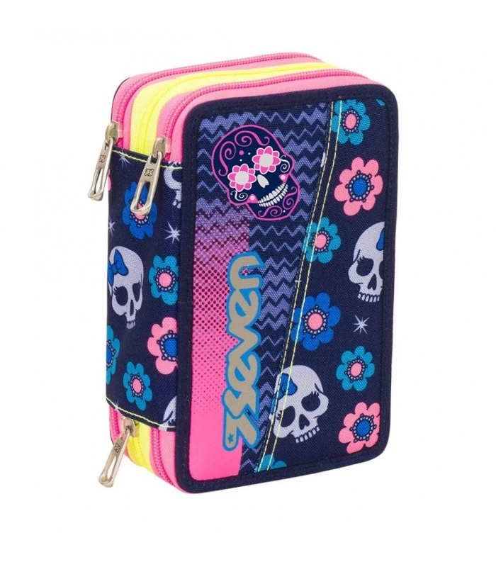 Astuccio 3 Zip Seven Mexi Girl Blu