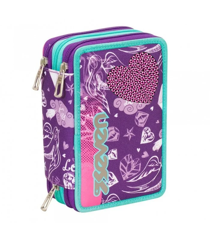 Astuccio 3 Zip Seven Heart Girl Viola