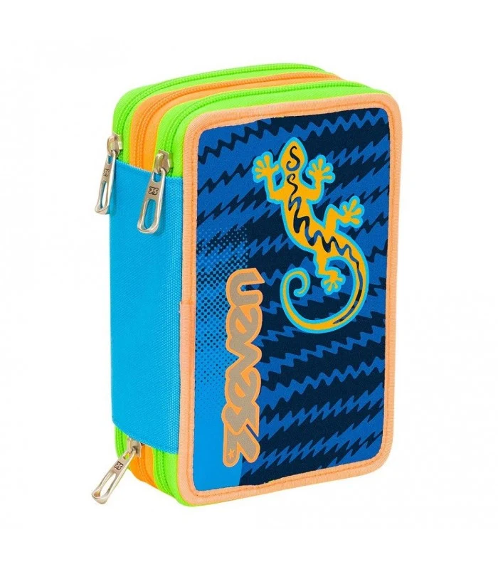 Astuccio 3 Zip Seven Gecko Boy Blu