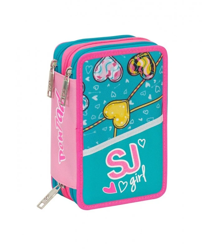 Astuccio 3 Zip Girl Sj Gang High Tech-Verde