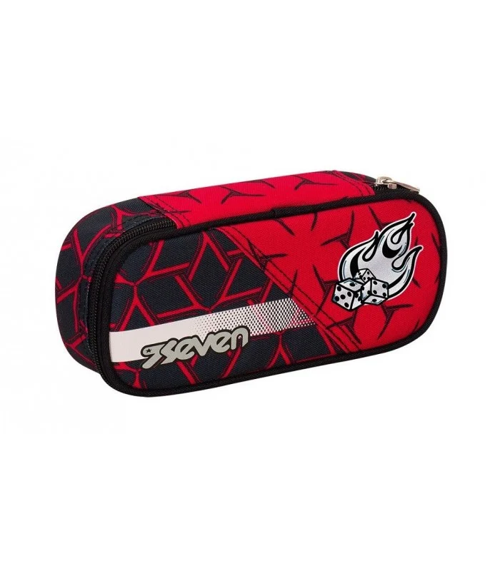 Astuccio Ovale Round Plus Seven Dice Boy Nero E Rosso