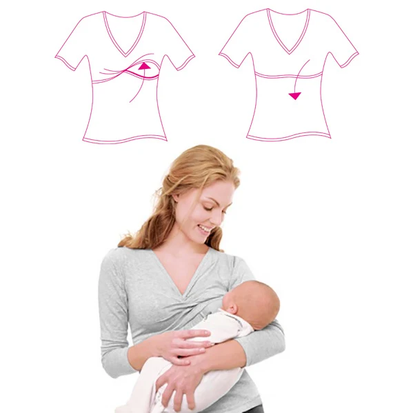 Maglietta Allattamento Quaranta Settimane Milkshirt Maniche Lunghe L Grigio