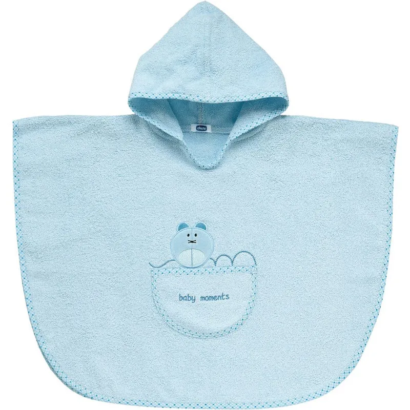 Poncho Accappatoio Chicco Azzurro Topo 12m+