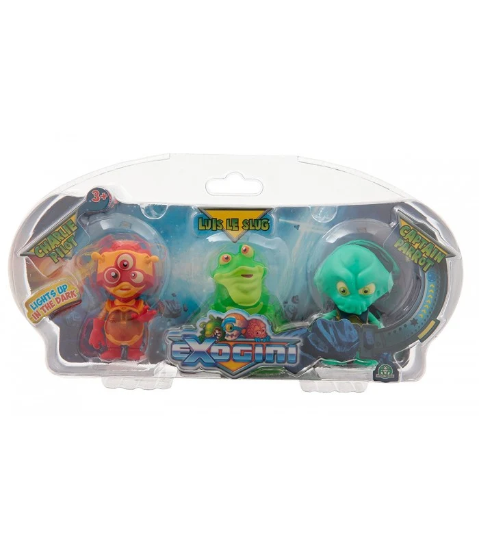 Exogini Blister Con Personaggi Charlie Pilot-Luisle Slug-Captain Parrot