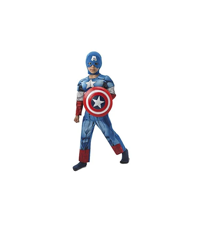 Costume Capitan America Deluxe Con Muscoli Taglia S