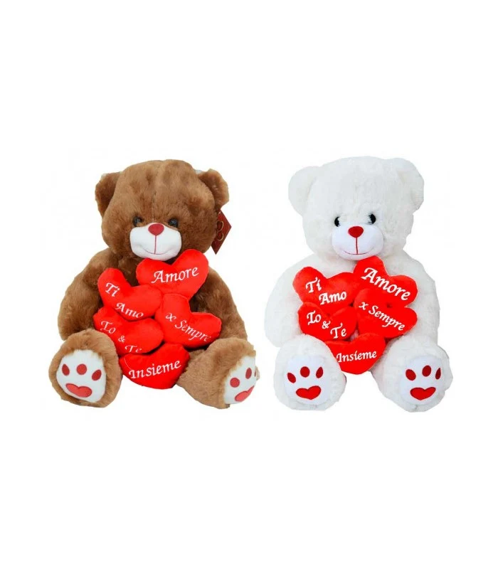 Peluche Orsetto Con Cuori 45 Centimetri 2 Colori