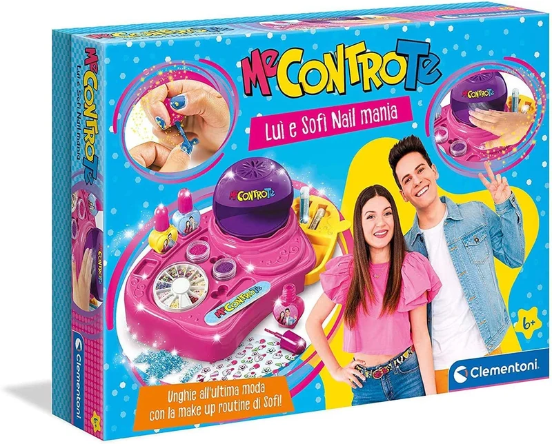 Clementoni- Me Contro Te-Lui E Sofi Nail Mania-Kit Unghie Bambina