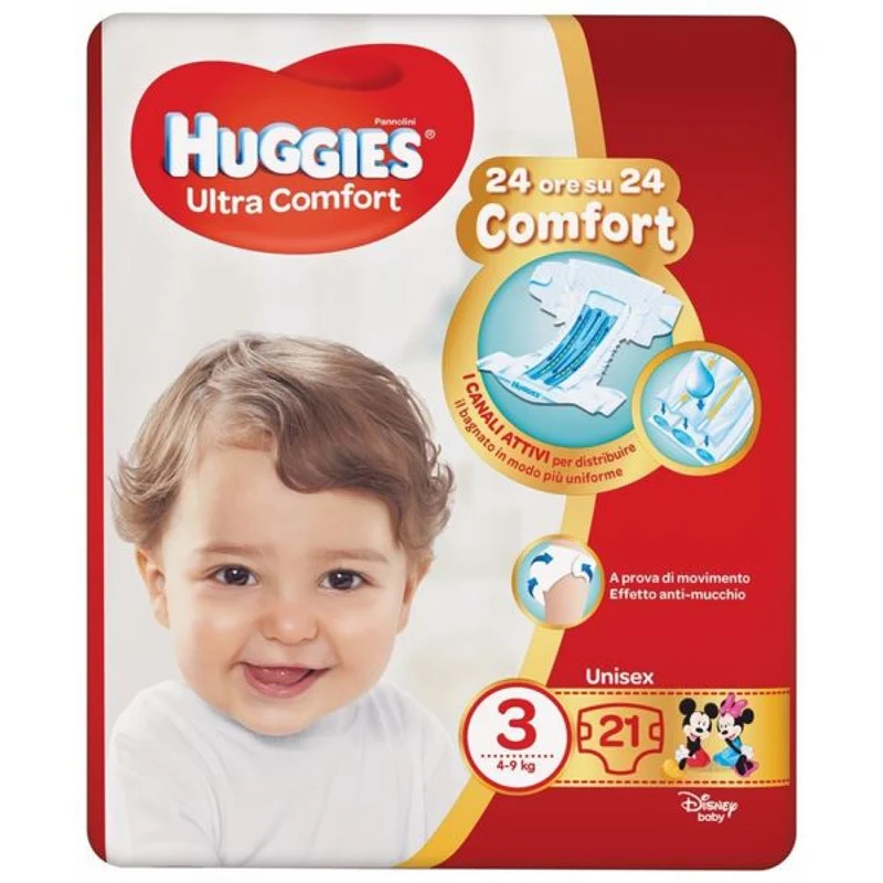 Pannolini Huggies Ultra Comfort 4-9 Kg Misura 3 (21pz)