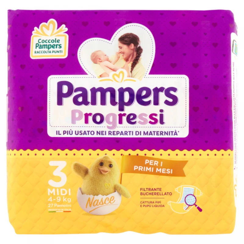 Pannolini Pampers Progressi Midi 4-9 Kg Misura 3 (27pz)