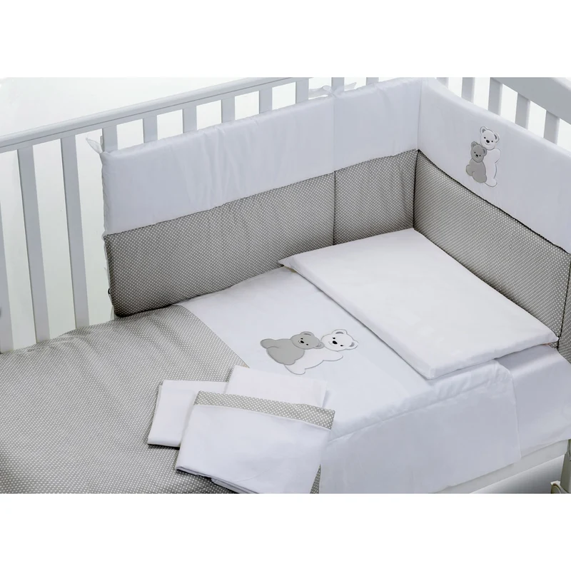 Completo Piumone Baby Fashion Insieme 5pz Bianco Grigio