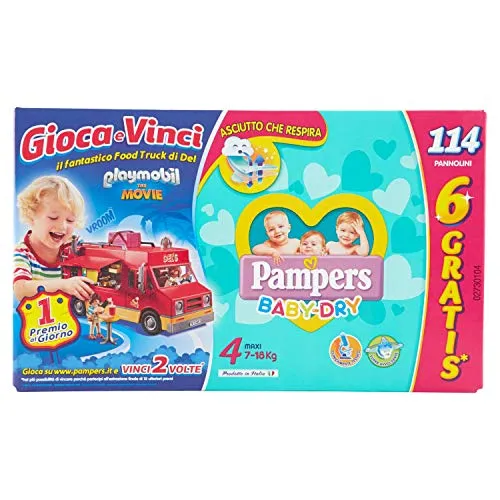 Pannolini Pampers Baby Dry Maxi Taglia 4 (7-16 Kg) Megapack Da 114