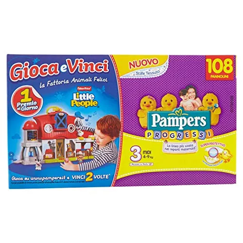 Pannolini Pampers Progressi Midi Taglia 3 (4-9kg) 108 Pz