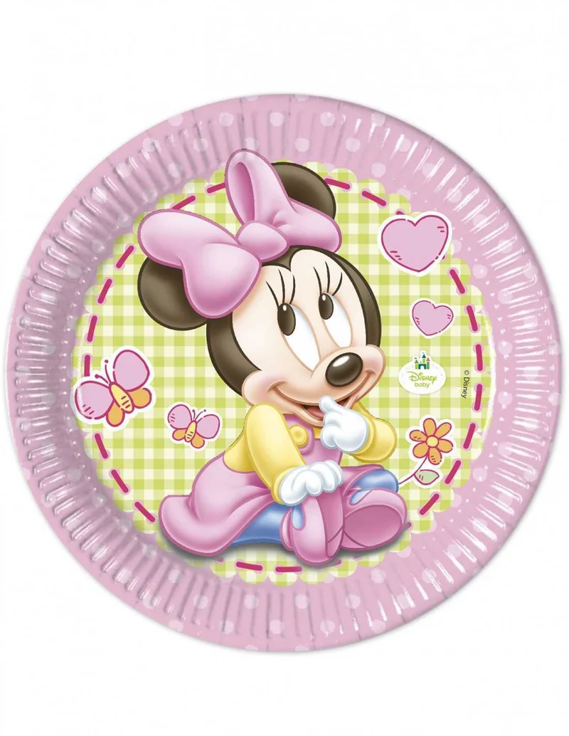 Baby Minnie - 8 Piatti Di Carta