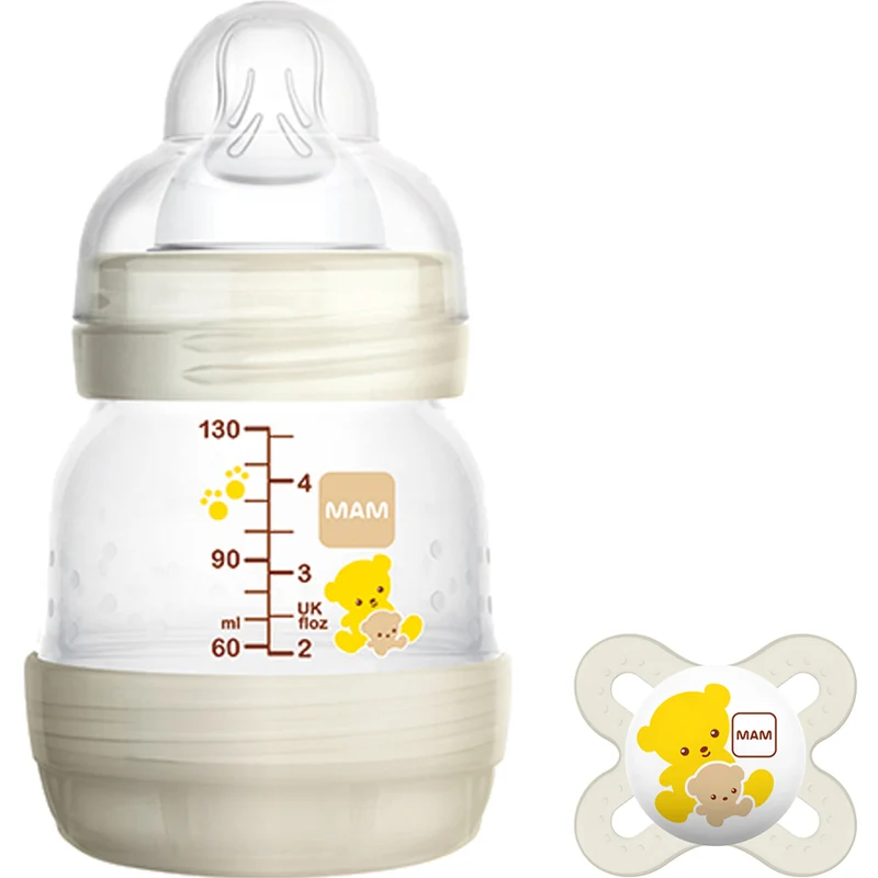 Set Biberon Mam First Bottle 0m+ 130 Ml Bianco + Succhietto Mam Start Nanã² 0-2m Bianco