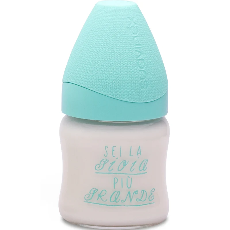 Biberon Suavinex Vetro 110ml Silicone Regolabile 3p Meaningful Life Verde Acqua