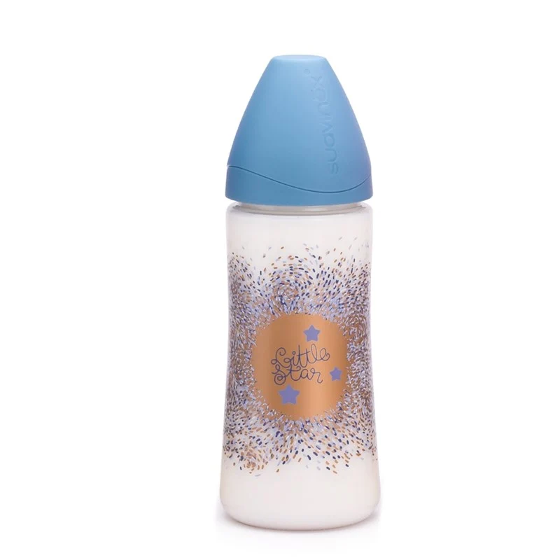 Biberon Suavinex 360ml Con Tettarella In Silicone Flusso Variabile 3p +0m Haute Couture Azzurro
